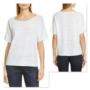 Eileen Fisher White Lightweight Boxy Knit Top